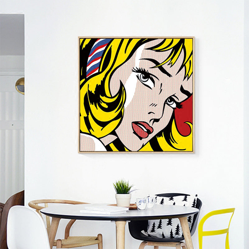 Brehn | Marilyn Monroe Leinwanddruck Wohnzimmer Figur Zeichnung Wanddeko in hellen Farben, strukturiert