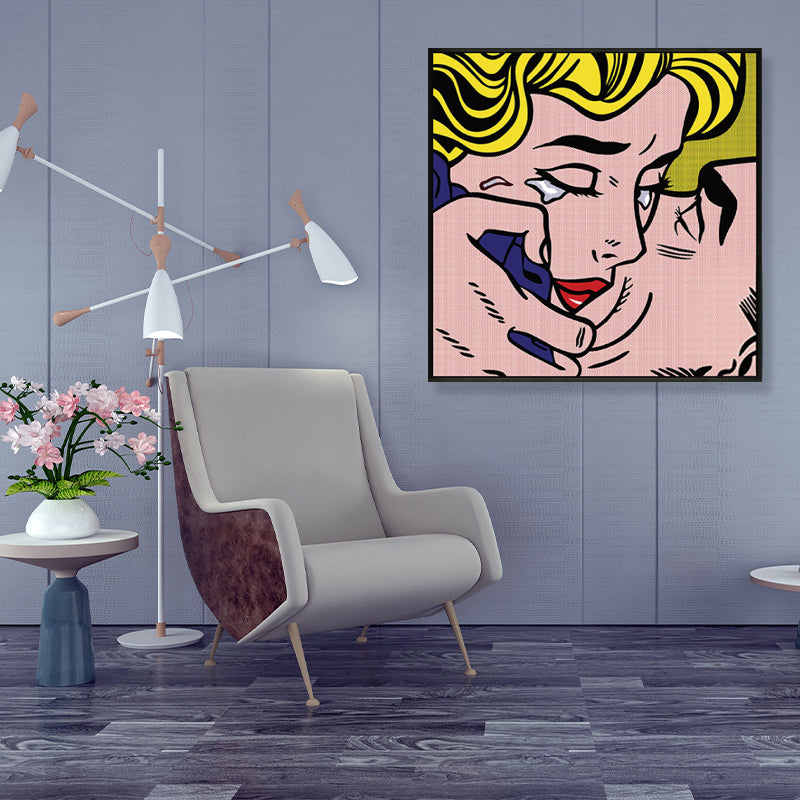 Brehn | Marilyn Monroe Leinwanddruck Wohnzimmer Figur Zeichnung Wanddeko in hellen Farben, strukturiert