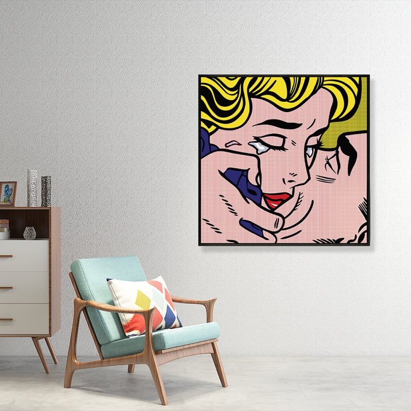 Brehn | Marilyn Monroe Leinwanddruck Wohnzimmer Figur Zeichnung Wanddeko in hellen Farben, strukturiert