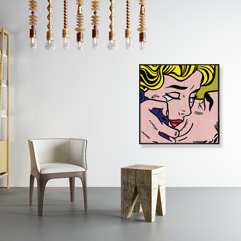 Brehn | Marilyn Monroe Leinwanddruck Wohnzimmer Figur Zeichnung Wanddeko in hellen Farben, strukturiert