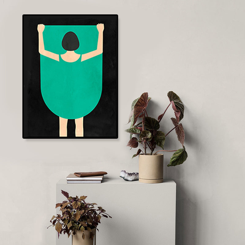 Brehn | Frau in Grün Wanddekoration Figurenzeichnung Funky Texturierte Leinwand Wandkunst für Schlafzimmer
