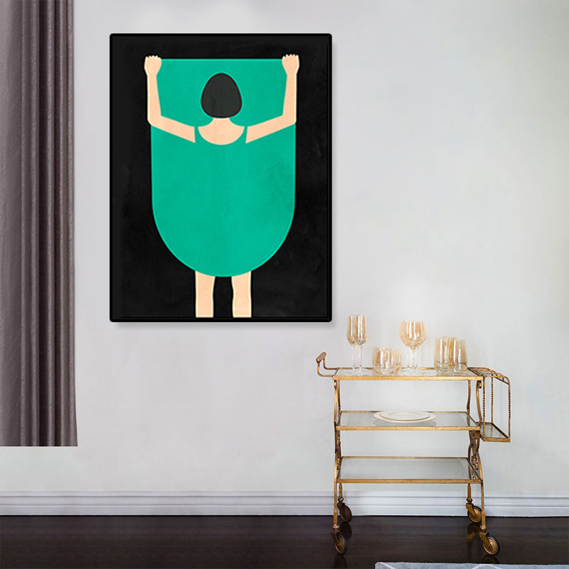 Brehn | Frau in Grün Wanddekoration Figurenzeichnung Funky Texturierte Leinwand Wandkunst für Schlafzimmer