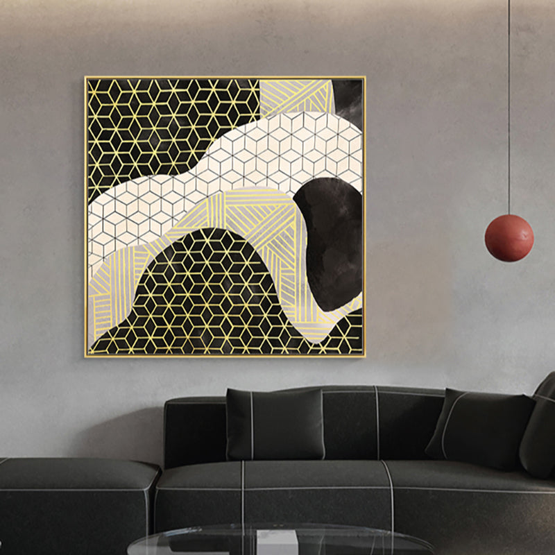 Brehn | Grünes Farbblockierendes Kunstdruck-Geometrie Funky Texturiertes Wanddekor für Hotel, Größe Optional
