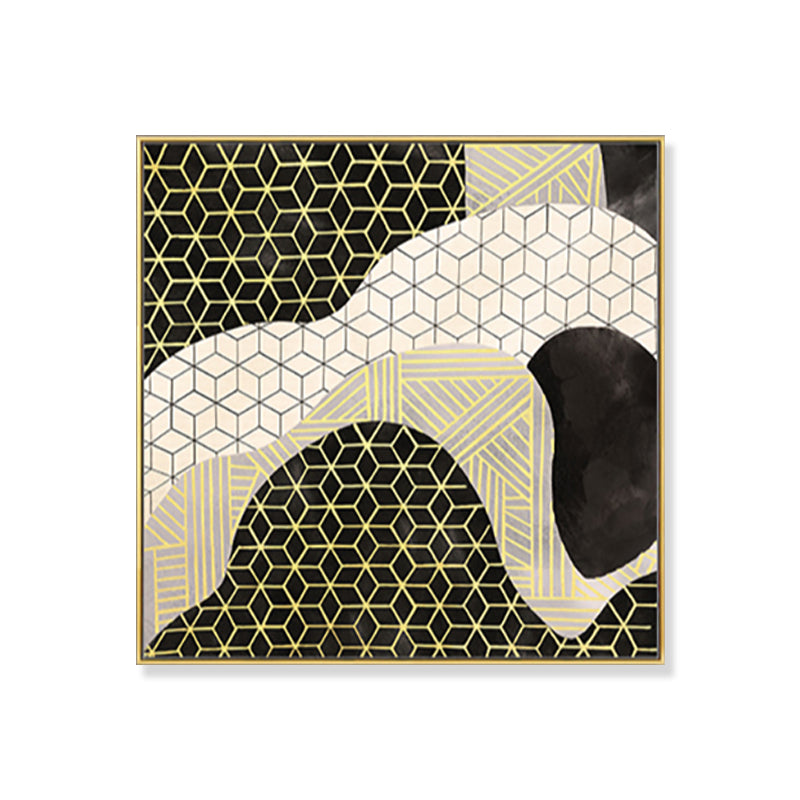 Brehn | Grünes Farbblockierendes Kunstdruck-Geometrie Funky Texturiertes Wanddekor für Hotel, Größe Optional