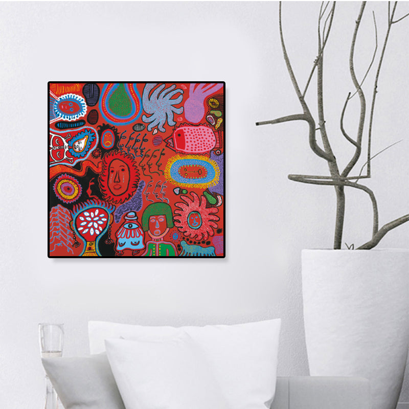 Brehn | Sonnenzeichnung Wanddekoration Bunt Funky Leinwand Wandkunst für Teenagerzimmer, Texturiert