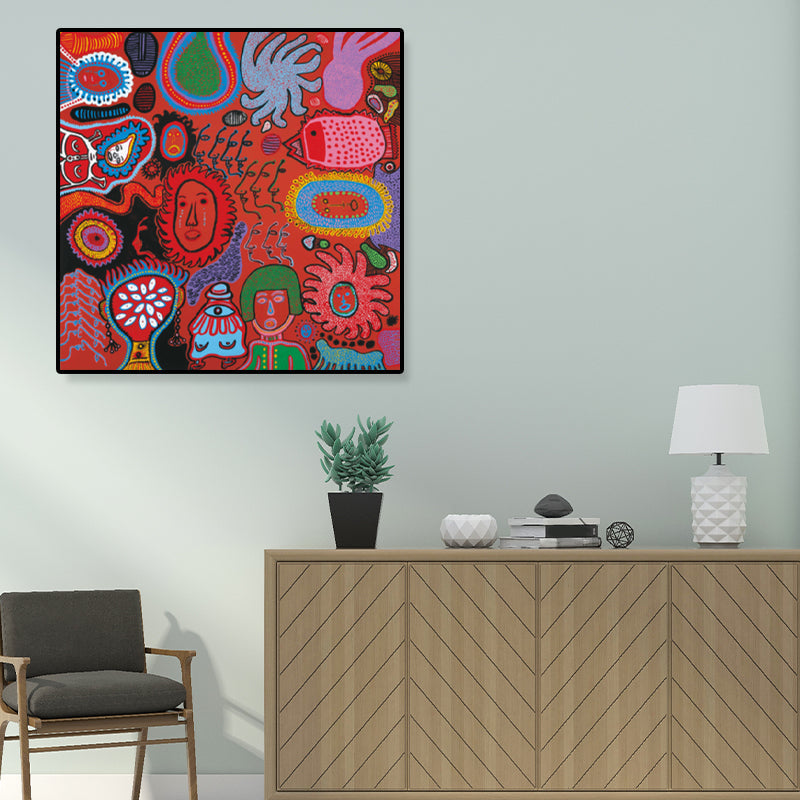 Brehn | Sonnenzeichnung Wanddekoration Bunt Funky Leinwand Wandkunst für Teenagerzimmer, Texturiert