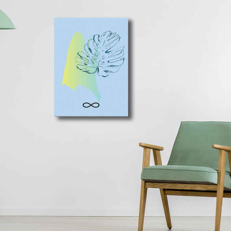 Brehn | Blaue Laubkunst Druck Botanisch Nordisch Texturiert Eingewickelte Leinwand für Wohnzimmer