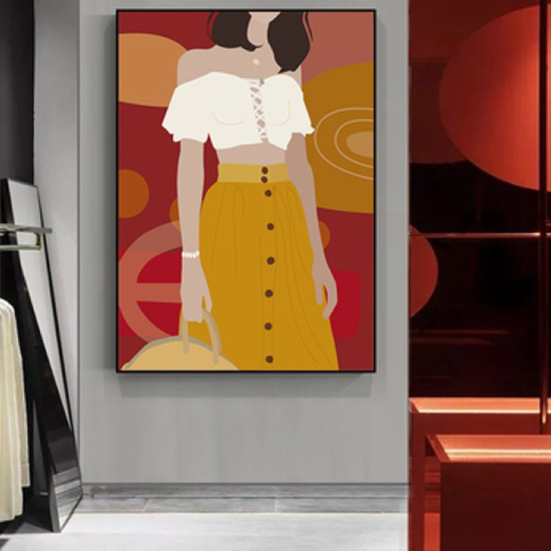 Brehn | Illustration Mädchenkleid Wandkunst Glam Cool Fashion Leinwanddruck in sanften Farben für das Zimmer