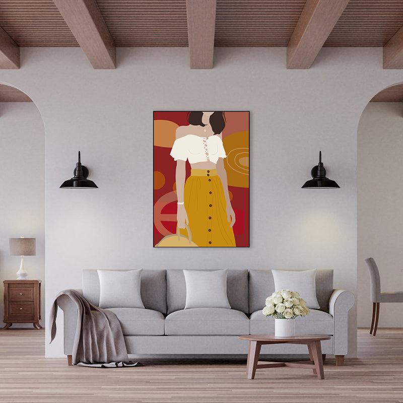 Brehn | Illustration Mädchenkleid Wandkunst Glam Cool Fashion Leinwanddruck in sanften Farben für das Zimmer