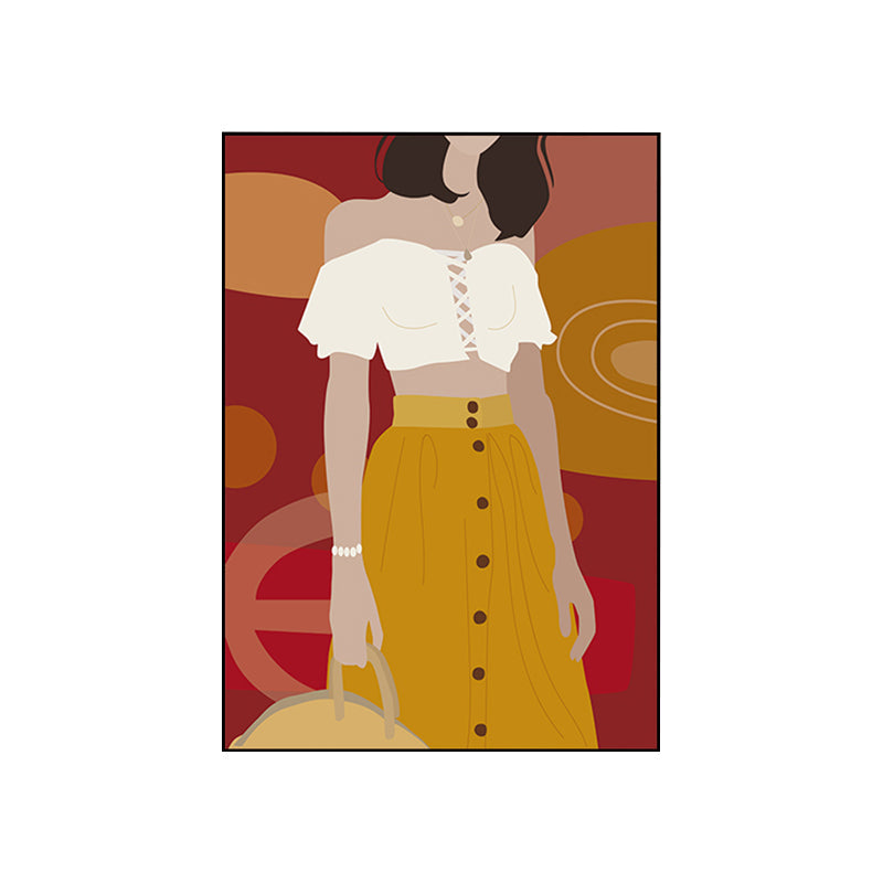 Brehn | Illustration Mädchenkleid Wandkunst Glam Cool Fashion Leinwanddruck in sanften Farben für das Zimmer