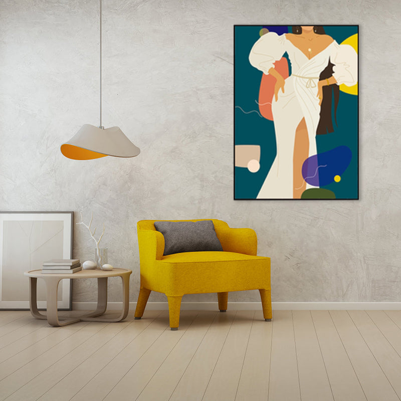 Brehn | Illustration Mädchenkleid Wandkunst Glam Cool Fashion Leinwanddruck in sanften Farben für das Zimmer