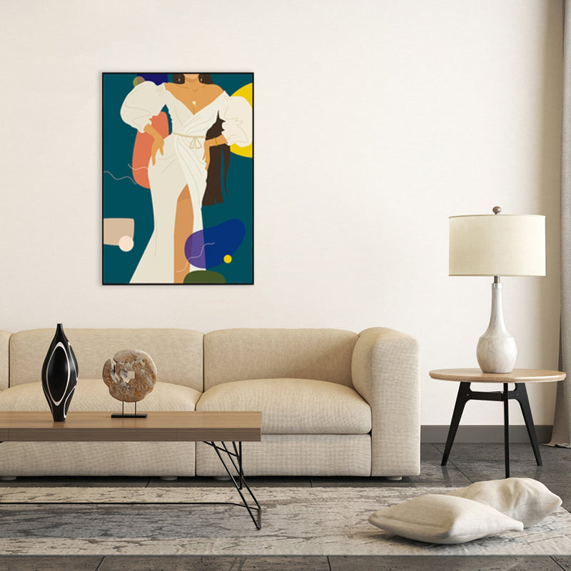 Brehn | Illustration Mädchenkleid Wandkunst Glam Cool Fashion Leinwanddruck in sanften Farben für das Zimmer