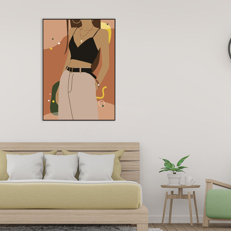 Brehn | Illustration Mädchenkleid Wandkunst Glam Cool Fashion Leinwanddruck in sanften Farben für das Zimmer
