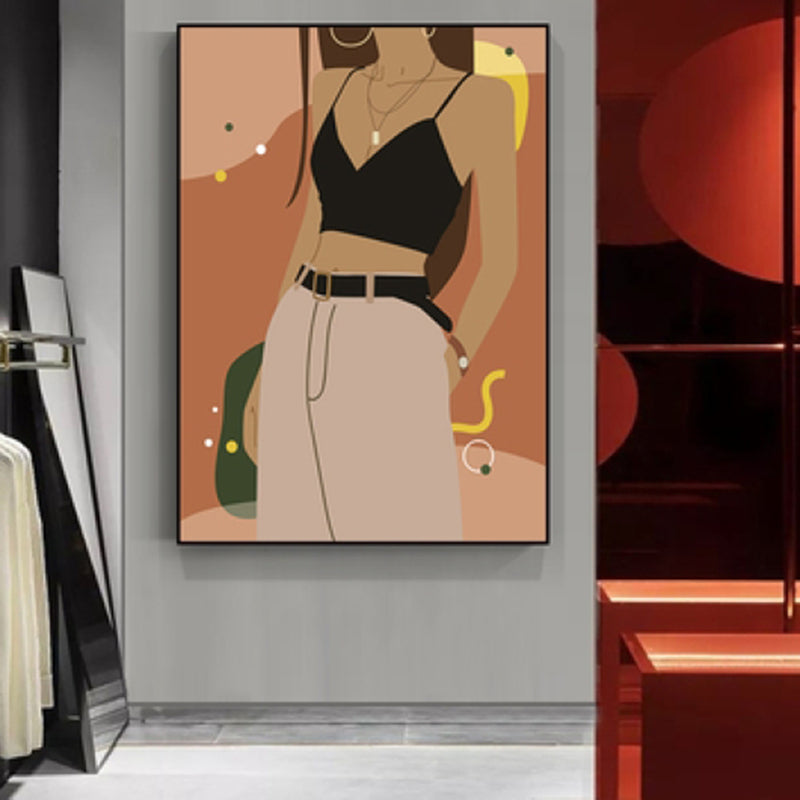 Brehn | Illustration Mädchenkleid Wandkunst Glam Cool Fashion Leinwanddruck in sanften Farben für das Zimmer