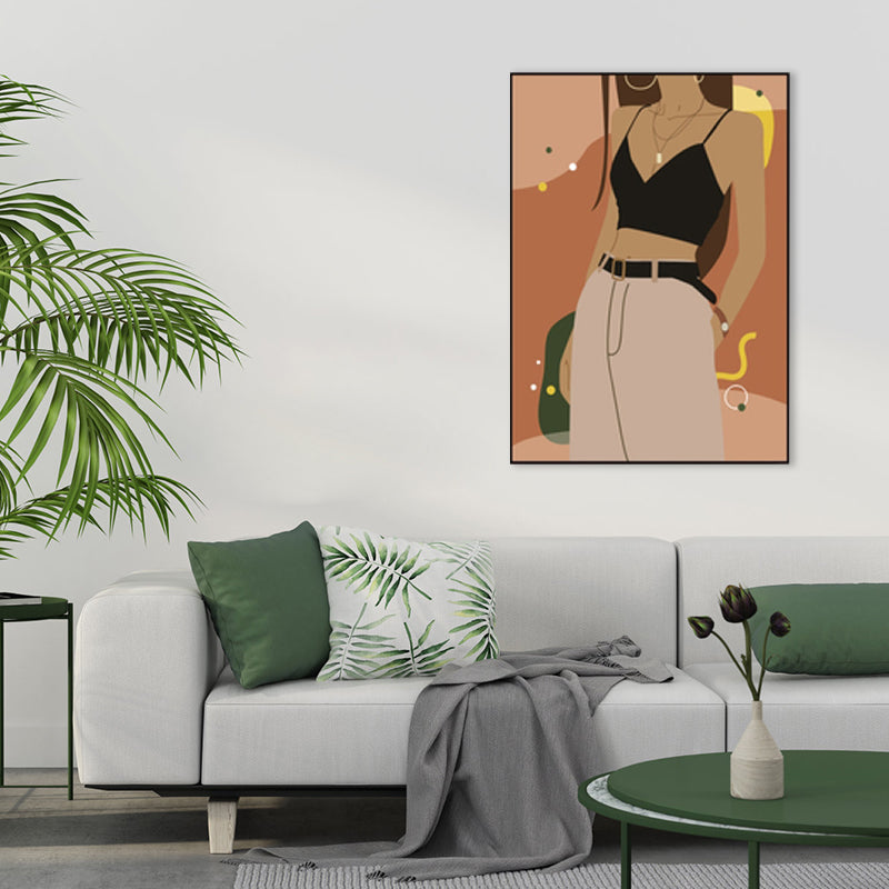 Brehn | Illustration Mädchenkleid Wandkunst Glam Cool Fashion Leinwanddruck in sanften Farben für das Zimmer