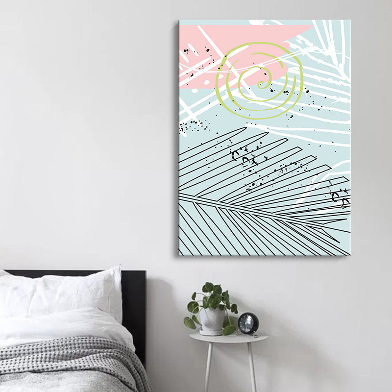 Brehn | Blätter Leinwand Wandkunst Texturiert Skandinavischer Stil Schlafzimmer Malerei in Heller Farbe