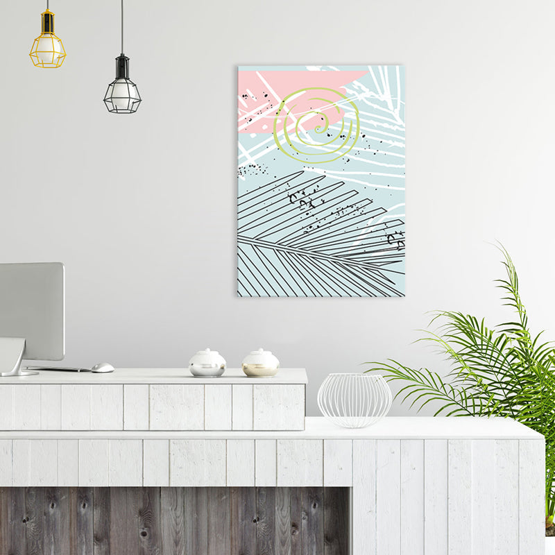 Brehn | Blätter Leinwand Wandkunst Texturiert Skandinavischer Stil Schlafzimmer Malerei in Heller Farbe