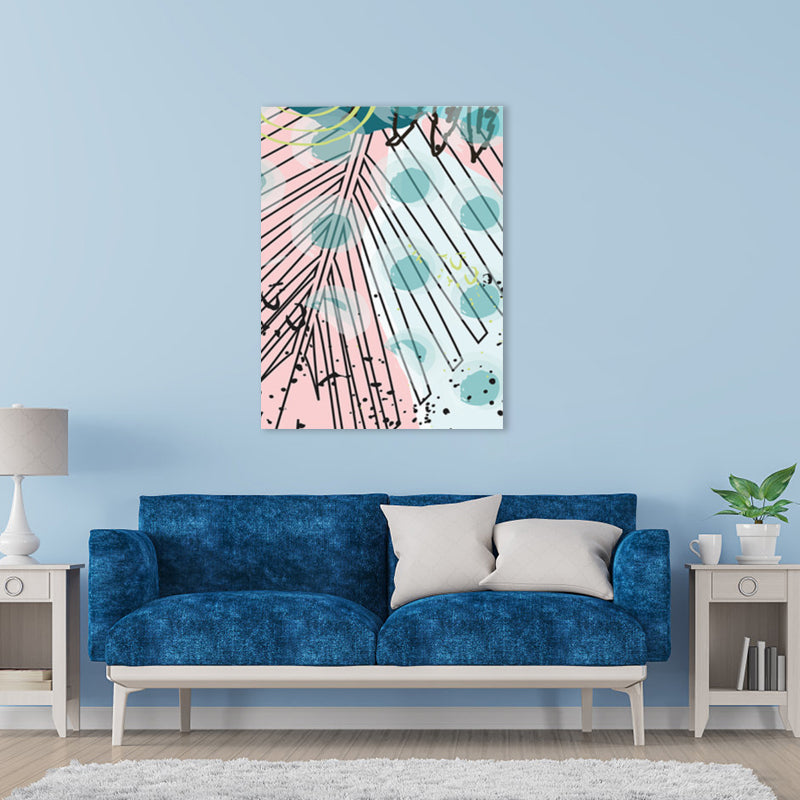 Brehn | Blätter Leinwand Wandkunst Texturiert Skandinavischer Stil Schlafzimmer Malerei in Heller Farbe
