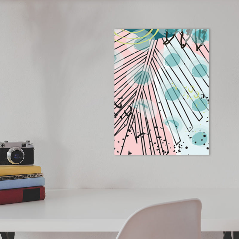 Brehn | Blätter Leinwand Wandkunst Texturiert Skandinavischer Stil Schlafzimmer Malerei in Heller Farbe