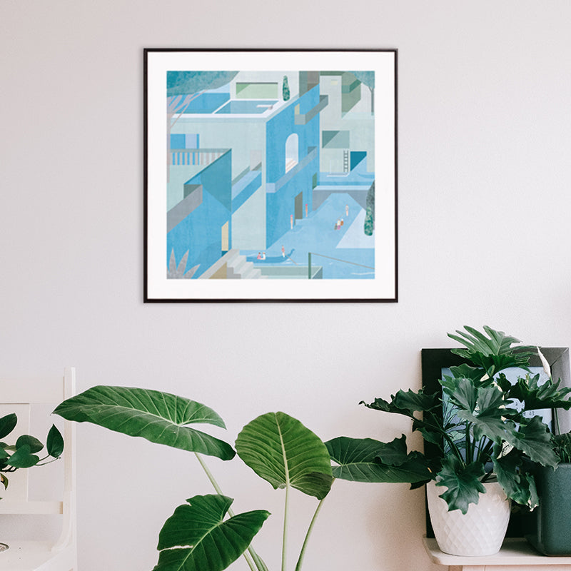 Brehn | Wohnarchitektur Kunstdruck Nordische Texturierte Wanddekoration in Pastellfarbe für das Schlafzimmer