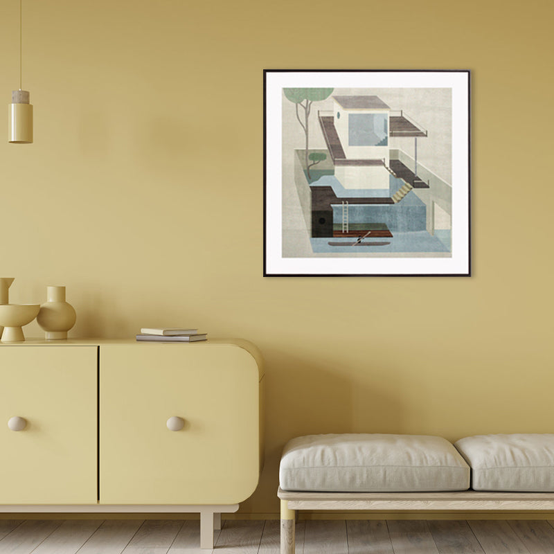 Brehn | Wohnarchitektur Kunstdruck Nordische Texturierte Wanddekoration in Pastellfarbe für das Schlafzimmer