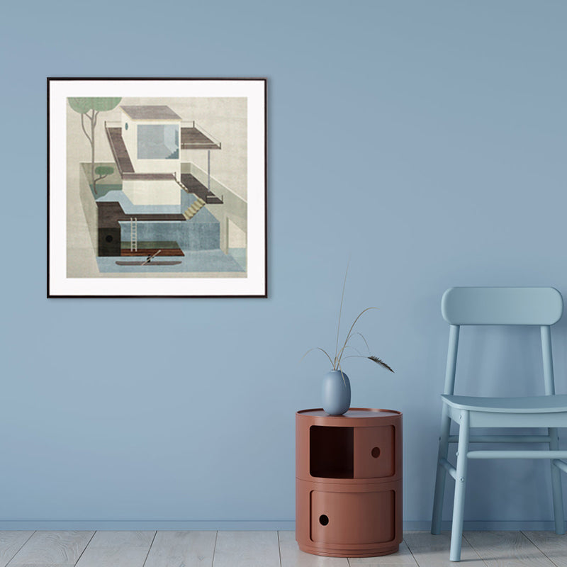 Brehn | Wohnarchitektur Kunstdruck Nordische Texturierte Wanddekoration in Pastellfarbe für das Schlafzimmer