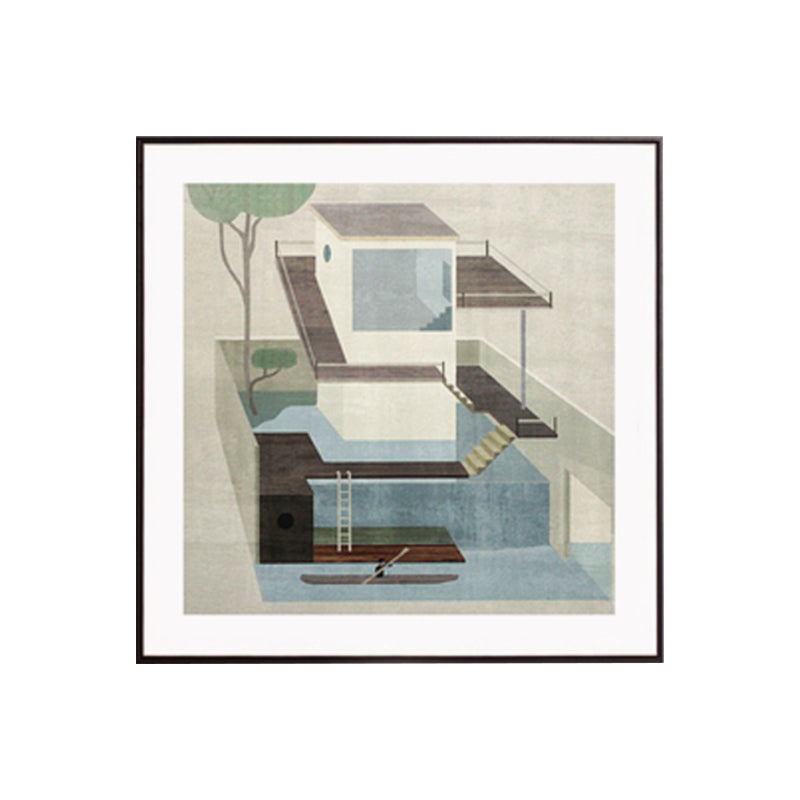 Brehn | Wohnarchitektur Kunstdruck Nordische Texturierte Wanddekoration in Pastellfarbe für das Schlafzimmer