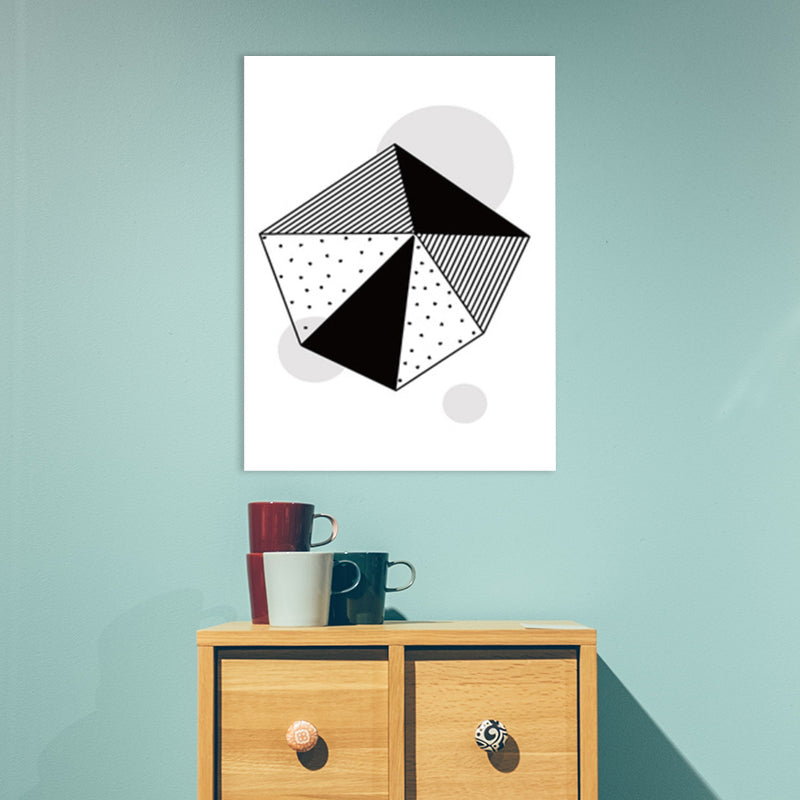 Brehn | Sechseckmuster Wandkunst Deko Skandinavischer Stil Geometrischer Leinwanddruck in Schwarz