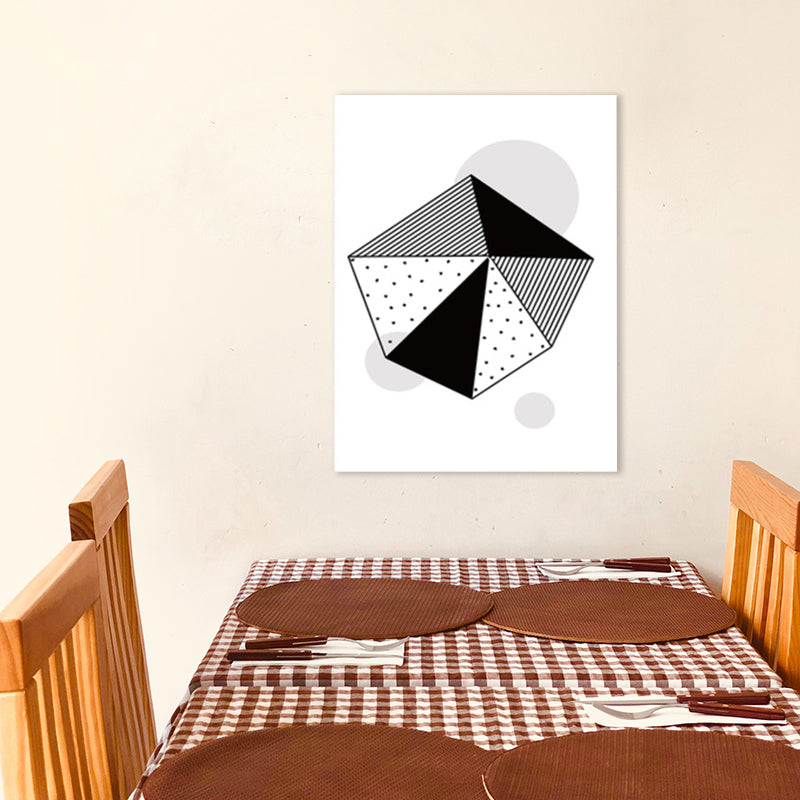Brehn | Sechseckmuster Wandkunst Deko Skandinavischer Stil Geometrischer Leinwanddruck in Schwarz