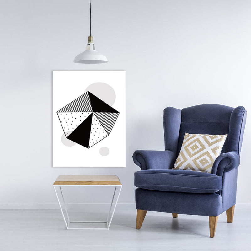 Brehn | Sechseckmuster Wandkunst Deko Skandinavischer Stil Geometrischer Leinwanddruck in Schwarz