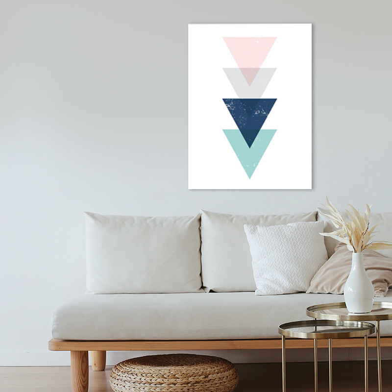 Brehn | Skandinavisches Dreiecks-Grafik-Leinwand-Weich-Farbe-Geometrie-Wanddeko für das Schlafzimmer, strukturiert