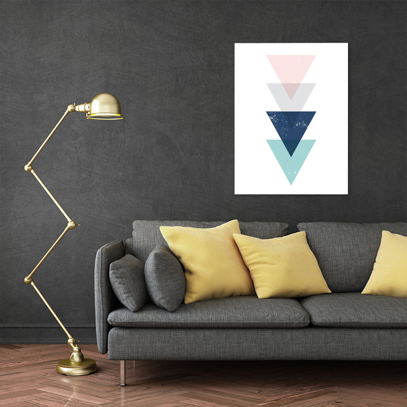 Brehn | Skandinavisches Dreiecks-Grafik-Leinwand-Weich-Farbe-Geometrie-Wanddeko für das Schlafzimmer, strukturiert