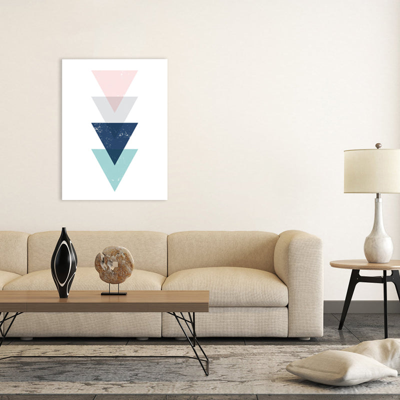 Brehn | Skandinavisches Dreiecks-Grafik-Leinwand-Weich-Farbe-Geometrie-Wanddeko für das Schlafzimmer, strukturiert