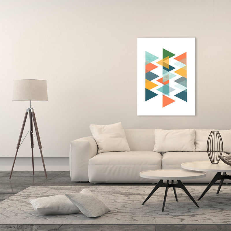 Brehn | Skandinavisches Dreiecks-Grafik-Leinwand-Weich-Farbe-Geometrie-Wanddeko für das Schlafzimmer, strukturiert