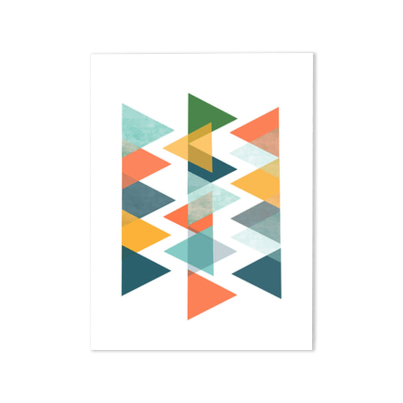 Brehn | Skandinavisches Dreiecks-Grafik-Leinwand-Weich-Farbe-Geometrie-Wanddeko für das Schlafzimmer, strukturiert