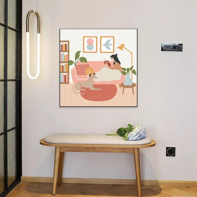 Brehn | Mädchen Freizeit Leben Print Leinwand Pastellfarbe Nordisch Wandkunst Dekor für Wohnzimmer