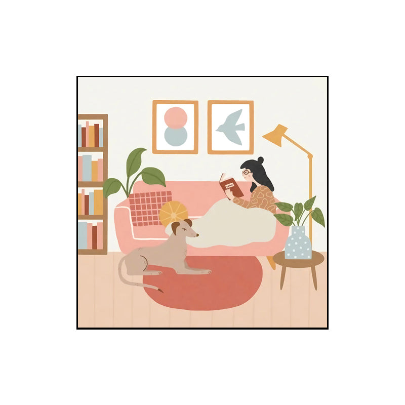 Brehn | Mädchen Freizeit Leben Print Leinwand Pastellfarbe Nordisch Wandkunst Dekor für Wohnzimmer