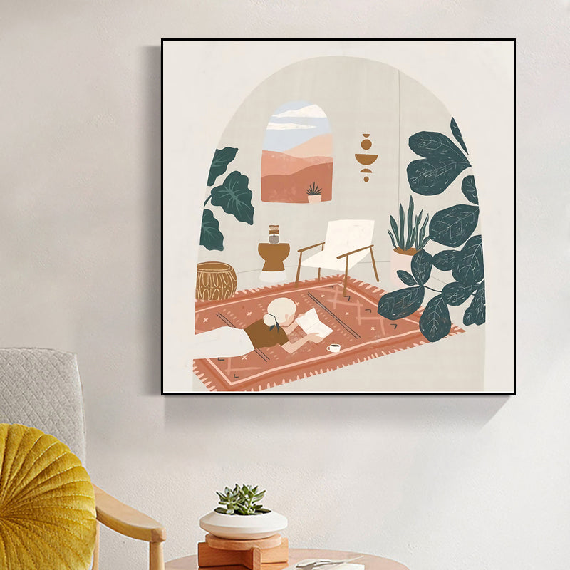 Brehn | Mädchen Freizeit Leben Print Leinwand Pastellfarbe Nordisch Wandkunst Dekor für Wohnzimmer