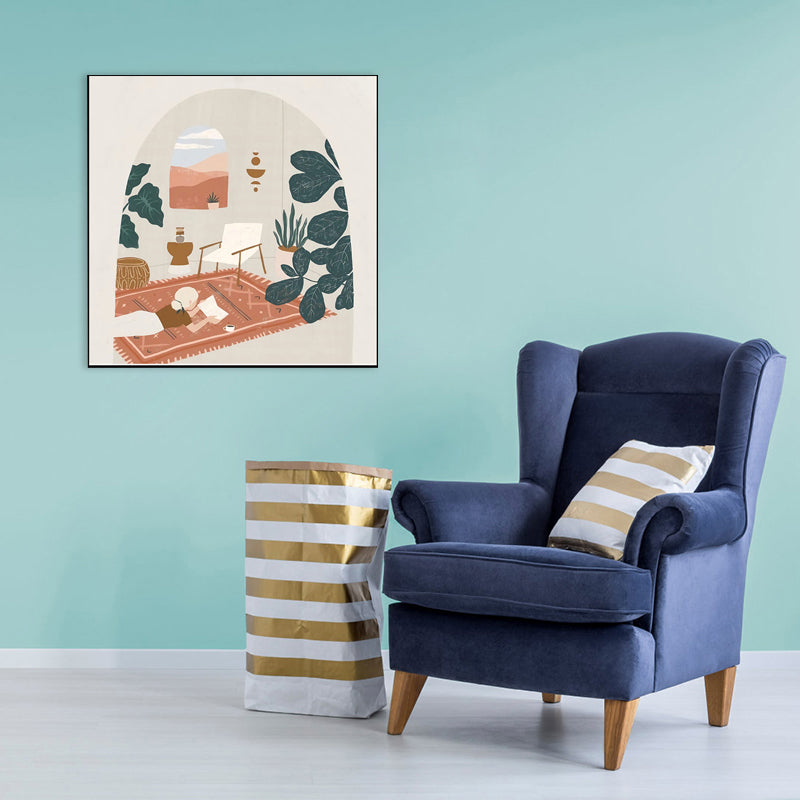 Brehn | Mädchen Freizeit Leben Print Leinwand Pastellfarbe Nordisch Wandkunst Dekor für Wohnzimmer