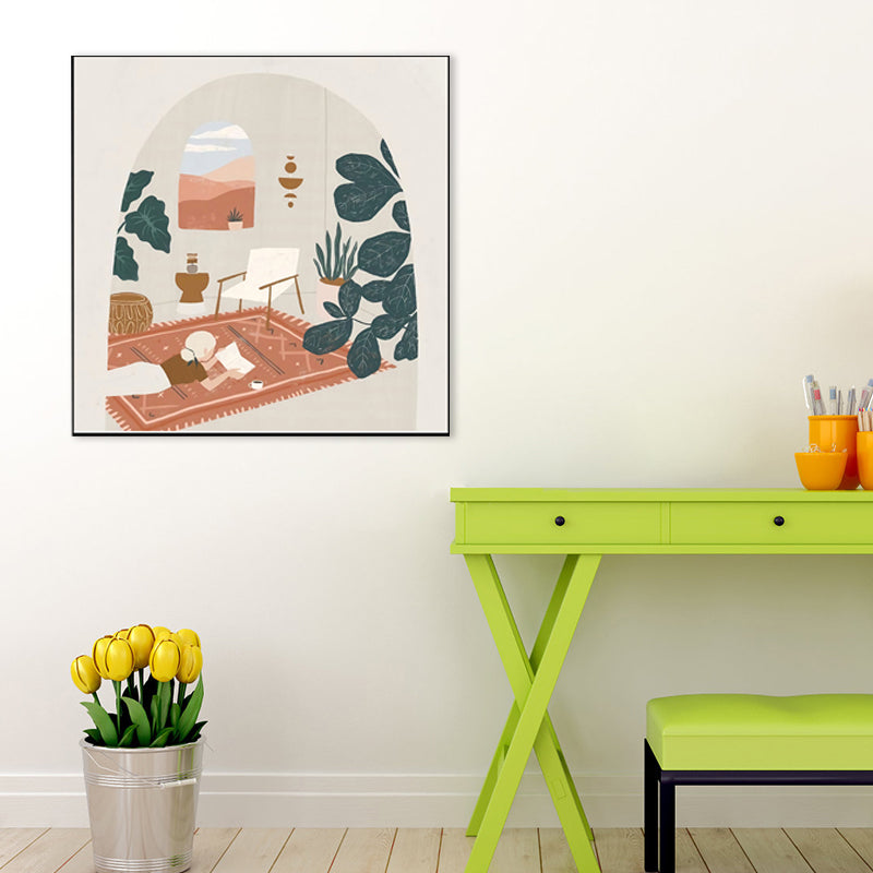 Brehn | Mädchen Freizeit Leben Print Leinwand Pastellfarbe Nordisch Wandkunst Dekor für Wohnzimmer