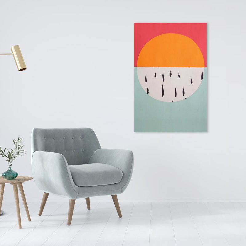 Brehn | Farbenfrohe illustrierte geometrische Leinwandwandkunst für das Mädchenzimmer, Orange, mehrere Größen
