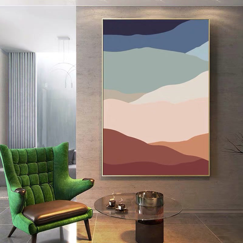 Brehn | Mehrfarbiges Wellenmuster Leinwanddruck Nordic Strukturierte Wandkunst Dekor in Braun für das Wohnzimmer