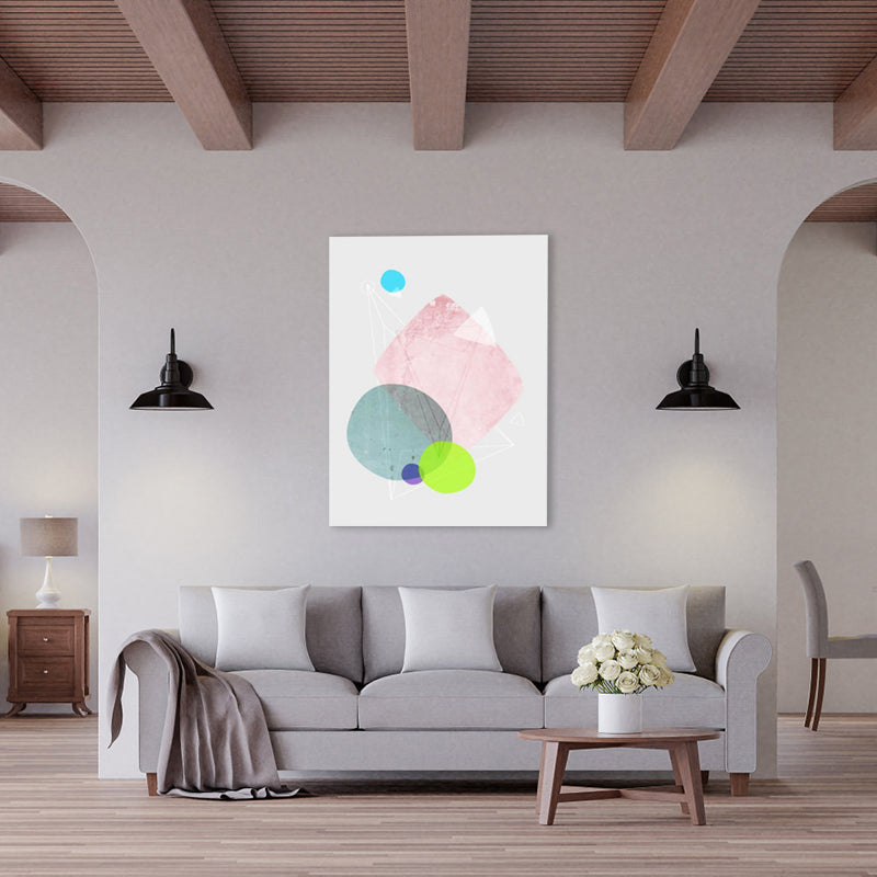 Brehn | Lapped Graphic Pattern Art Print Textured Nordic Wohnzimmer Leinwand in Grau und Pink