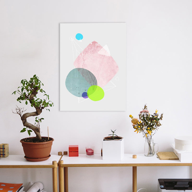Brehn | Lapped Graphic Pattern Art Print Textured Nordic Wohnzimmer Leinwand in Grau und Pink