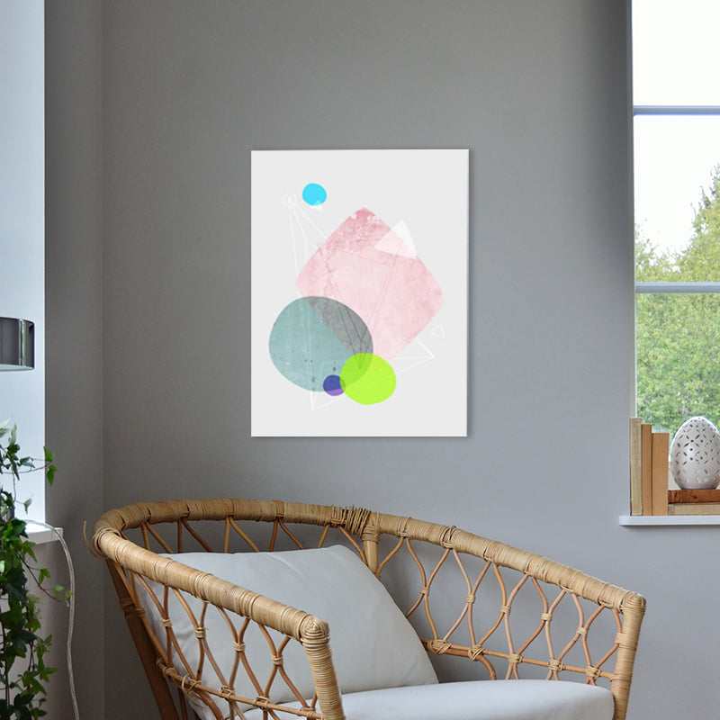 Brehn | Lapped Graphic Pattern Art Print Textured Nordic Wohnzimmer Leinwand in Grau und Pink