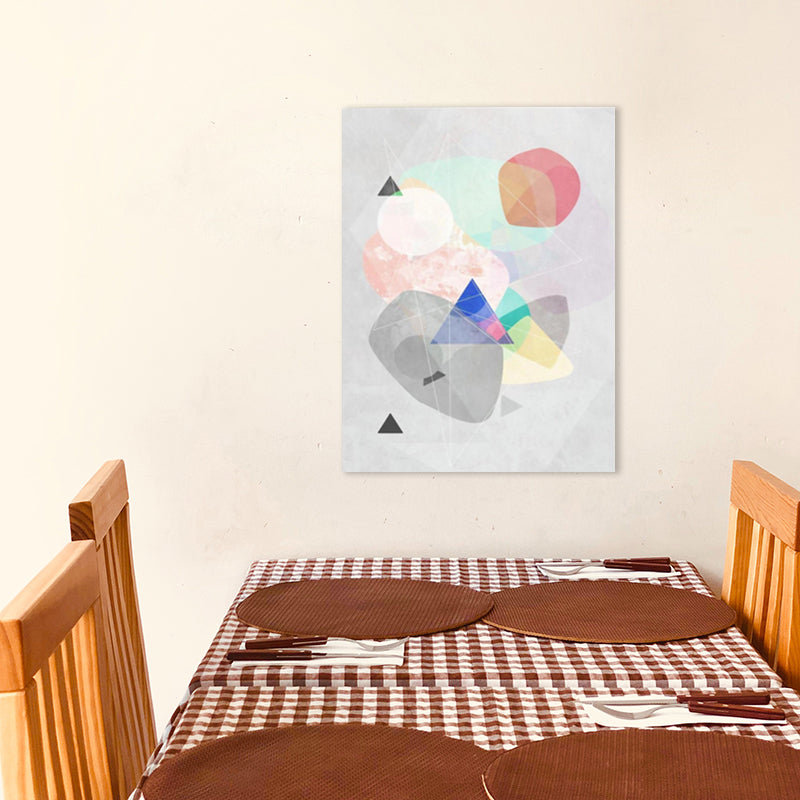 Brehn | Lapped Graphic Pattern Art Print Textured Nordic Wohnzimmer Leinwand in Grau und Pink
