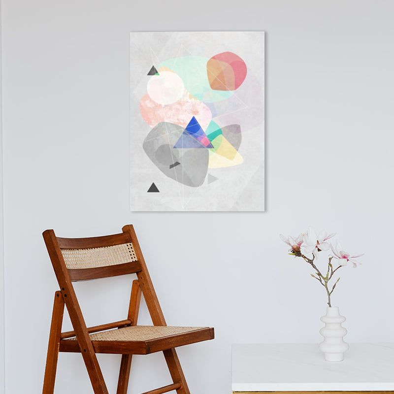 Brehn | Lapped Graphic Pattern Art Print Textured Nordic Wohnzimmer Leinwand in Grau und Pink
