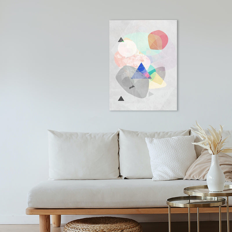 Brehn | Lapped Graphic Pattern Art Print Textured Nordic Wohnzimmer Leinwand in Grau und Pink