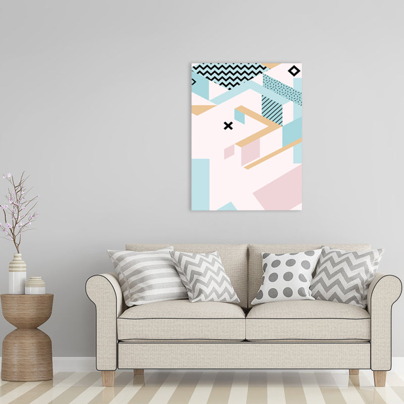 Brehn | Geometrie Leinwand Kunst Skandinavische Texturierte Wanddekoration in Pastellfarbe für das Gästezimmer