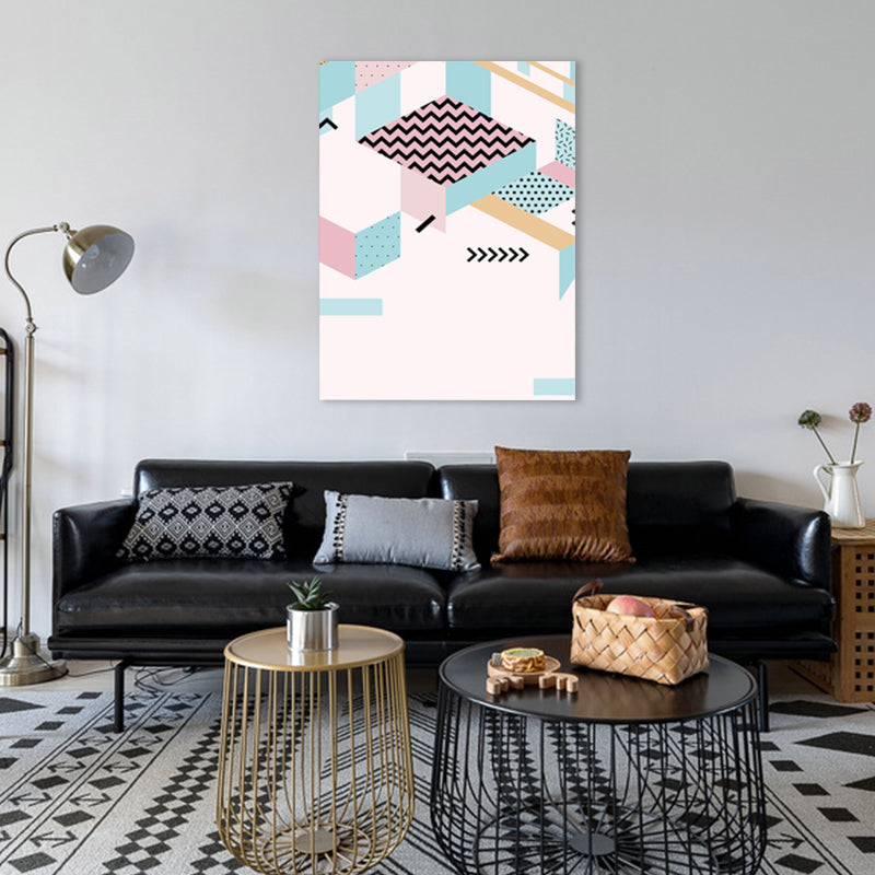 Brehn | Geometrie Leinwand Kunst Skandinavische Texturierte Wanddekoration in Pastellfarbe für das Gästezimmer